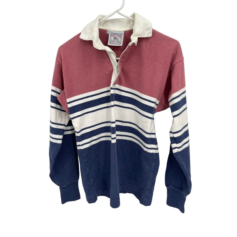 Vintage Land’s End Rugby Shirt Made In USA Striped Cotton Size X-Small